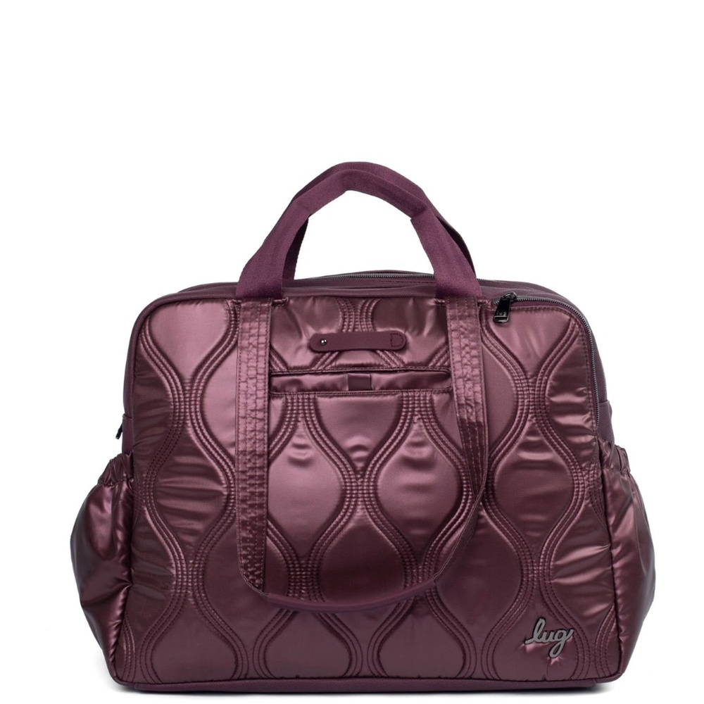NWT Lug Aviator Carry-All Metallic Wine with matte luxe trim
